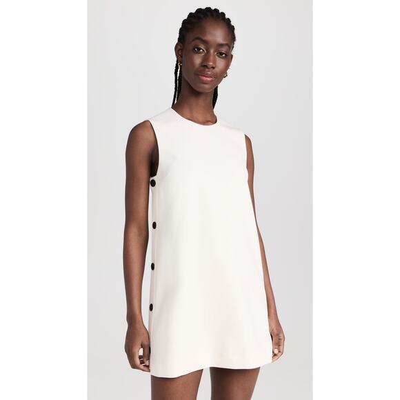 Alexis Libra Dress - S Ivory Sleeveless Side Button Shift